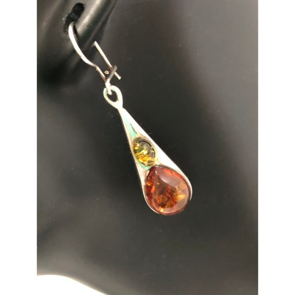 silver and amber dangle earrings - Picture 2 of 6